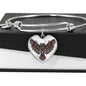 Owl's Away Luxury Bangle with Heart Pendant