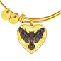 Owl's Away Luxury Bangle with Heart Pendant