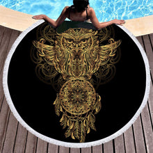 Load image into Gallery viewer, Summer Round Beach Towel Microfiber Bath Towel Large for Adults Owl Dreamcatcher Tassel Blanket Beach Cover Up