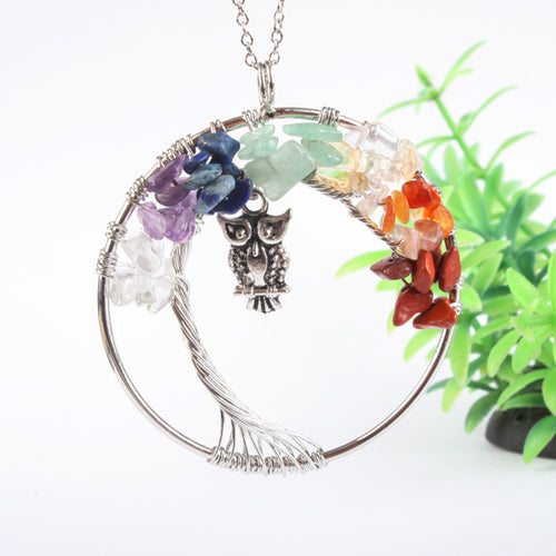 Power Owl Tree of Life Necklaces with Natural Stones 50% off plus FREE Shipping