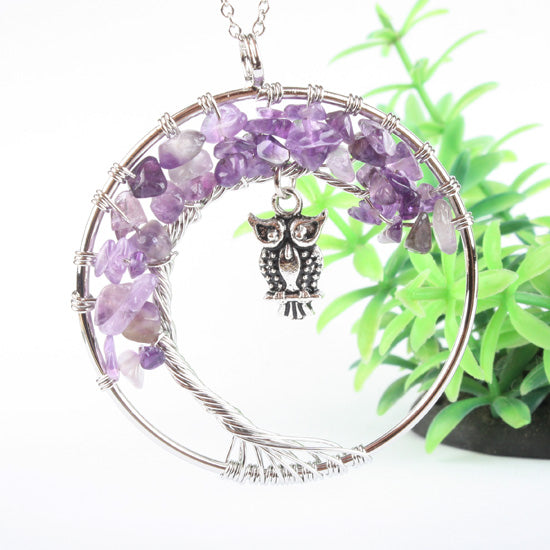 Power Owl Tree of Life Necklaces with Natural Stones 50% off plus FREE Shipping