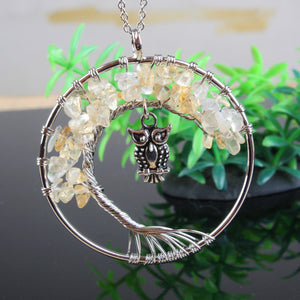 Power Owl Tree of Life Necklaces with Natural Stones 50% off plus FREE Shipping
