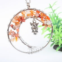 Load image into Gallery viewer, Power Owl Tree of Life Necklaces with Natural Stones 50% off plus FREE Shipping