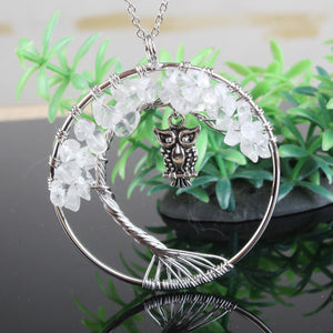 Power Owl Tree of Life Necklaces with Natural Stones 50% off plus FREE Shipping