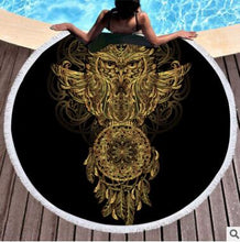 Load image into Gallery viewer, Summer Round Beach Towel Microfiber Bath Towel Large for Adults Owl Dreamcatcher Tassel Blanket Beach Cover Up