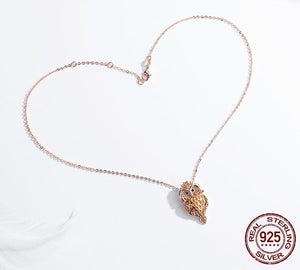 Owls Way Heart Pendant Necklaces in 925 Sterling Silver