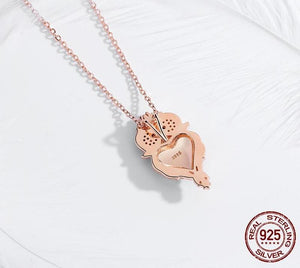 Owls Way Heart Pendant Necklaces in 925 Sterling Silver