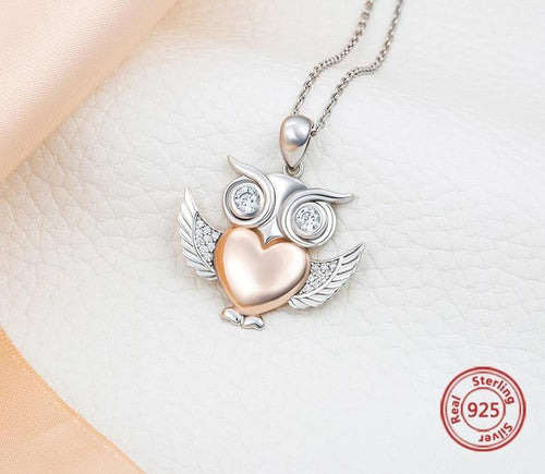 Hypnotic Owl Pendant Necklace 100% 925 sterling with CZ stone