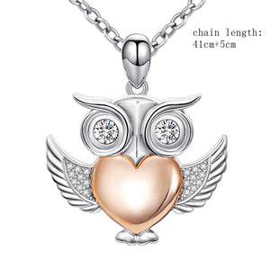 Hypnotic Owl Pendant Necklace 100% 925 sterling with CZ stone