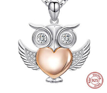 Load image into Gallery viewer, Hypnotic Owl Pendant Necklace 100% 925 sterling with CZ stone