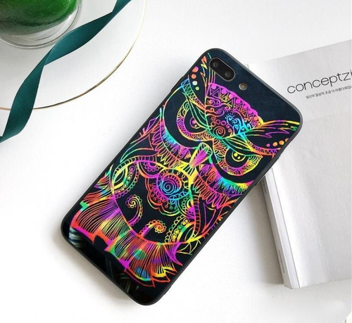 Psychedelic Rainbow Owl Phone Case Cover for iPhone