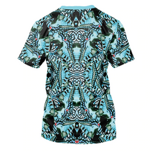 Load image into Gallery viewer, Owl Knowing 3D Teal and Gold Women&#39;s T-Shirt