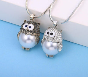 Owl's Fresh Water Pearl Pendant Necklaces