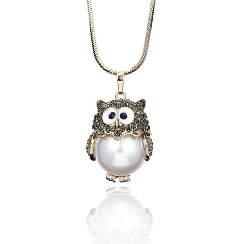 Owl's Fresh Water Pearl Pendant Necklaces