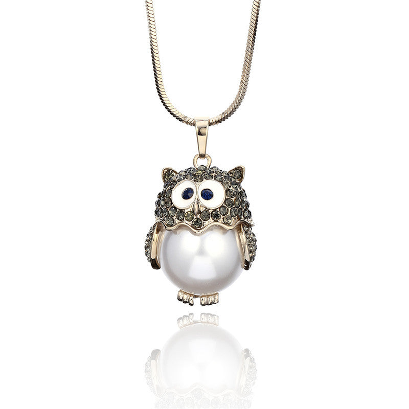 Owl's Fresh Water Pearl Pendant Necklaces